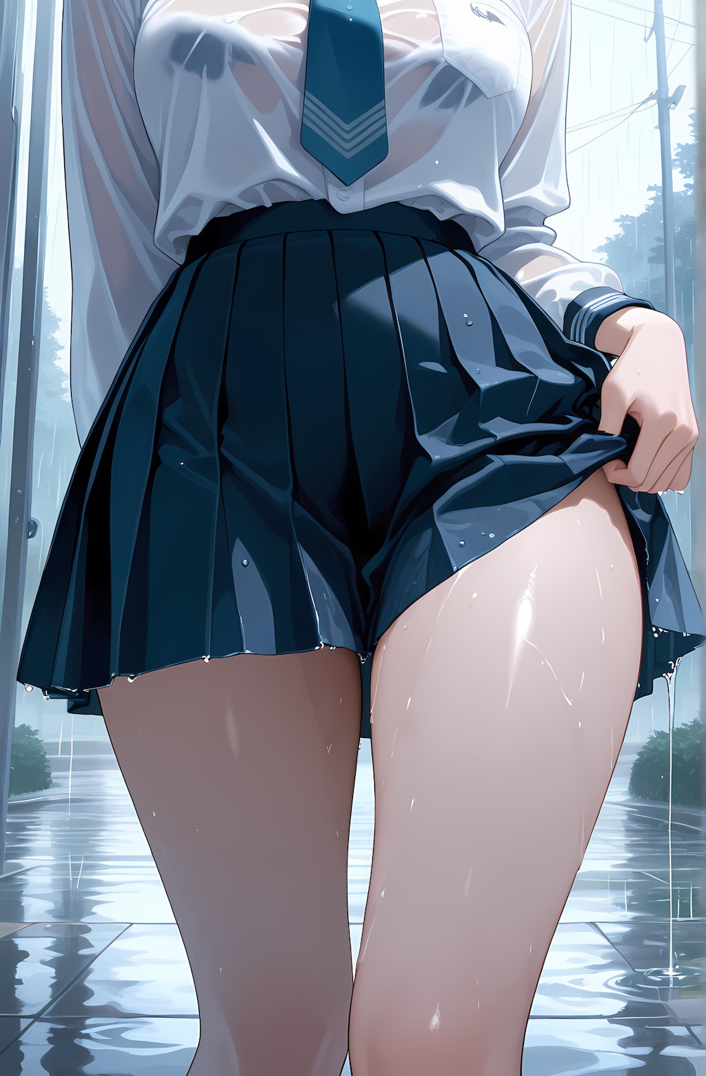 雨の中の女の子