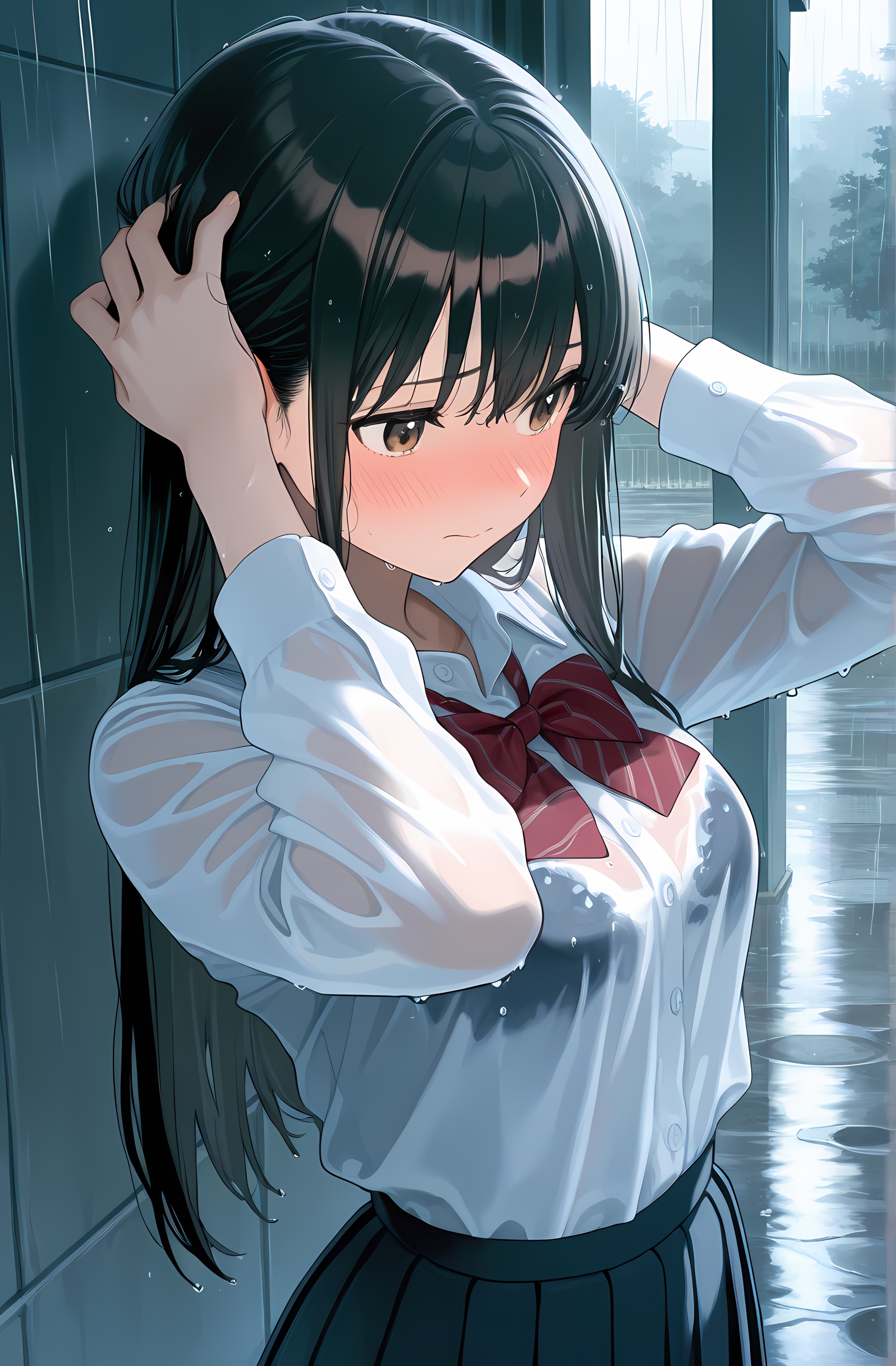 雨の中の女の子