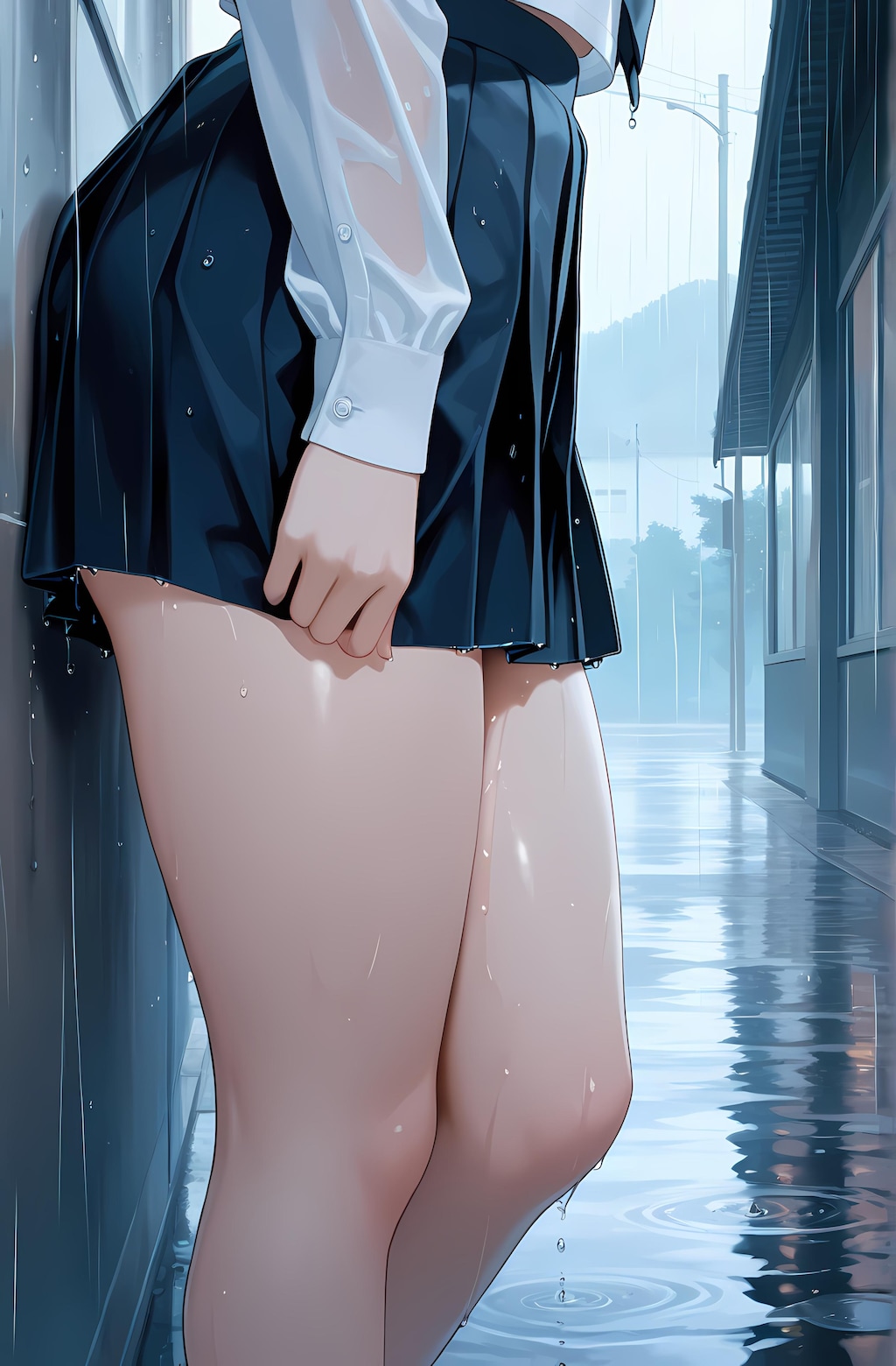 雨の中の女の子