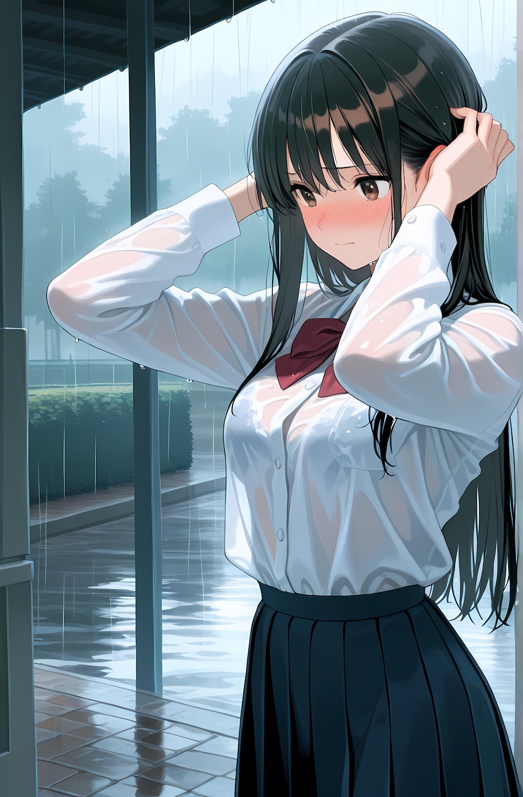 雨の中の女の子