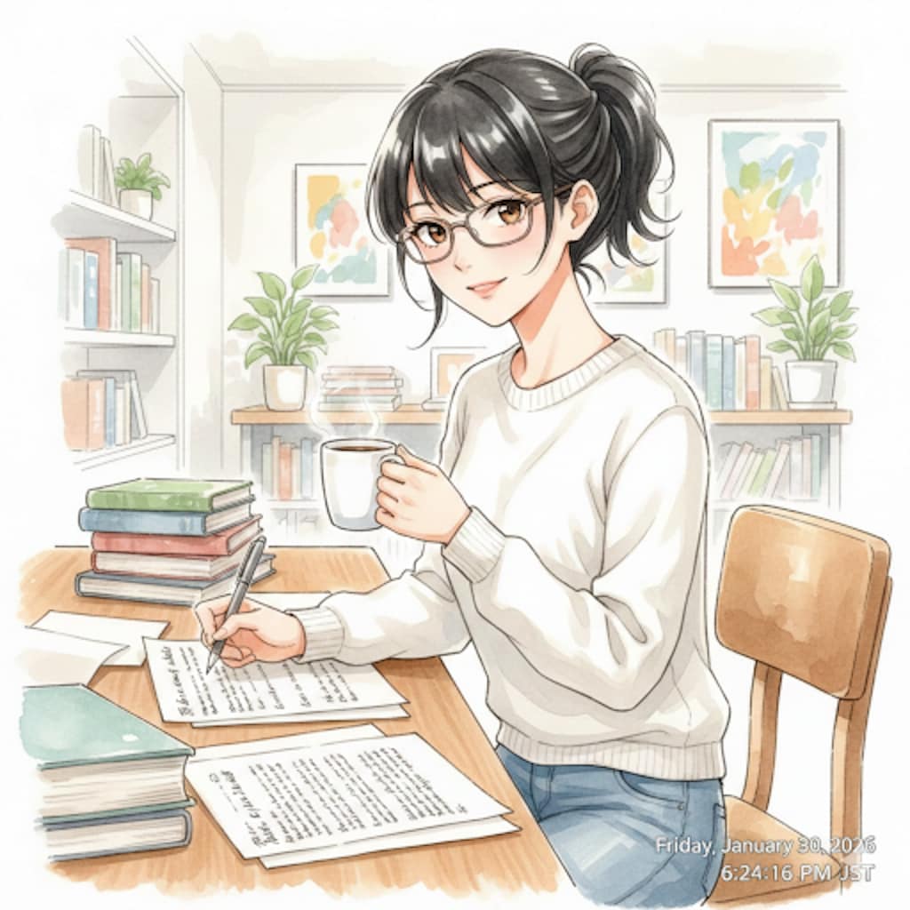 作家風のお姉さん