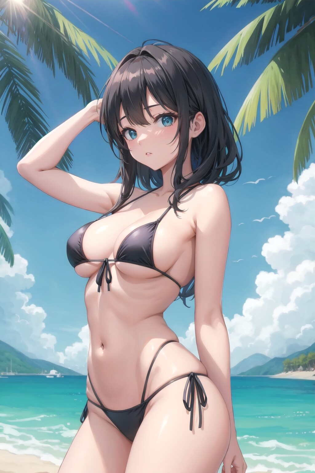 南国黒ビキニ