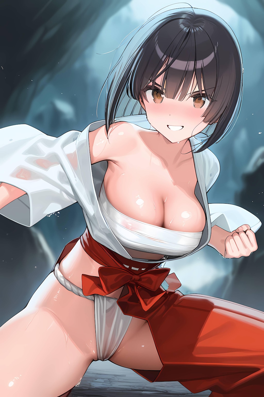 戦闘モードな巫女さん