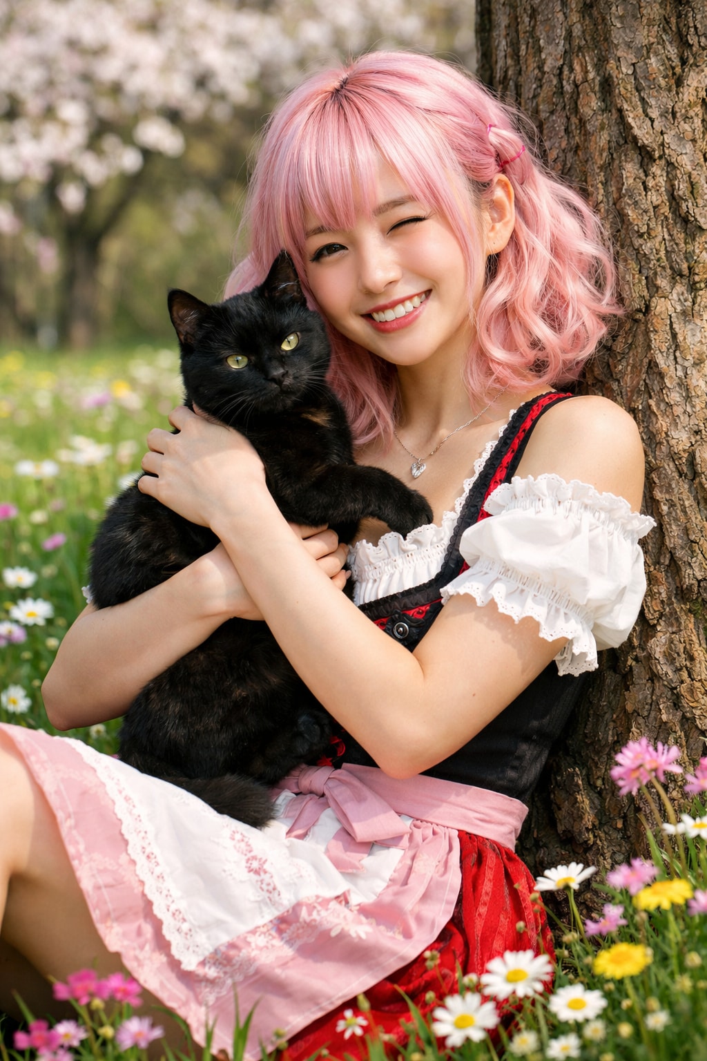 春風と黒猫とウインク日和 | の人気AIイラスト・グラビア