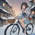 自転車に乗る雪女 7枚目