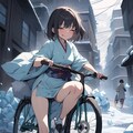 自転車に乗る雪女 2枚目