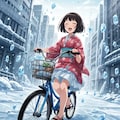 自転車に乗る雪女 9枚目
