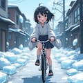 自転車に乗る雪女 4枚目