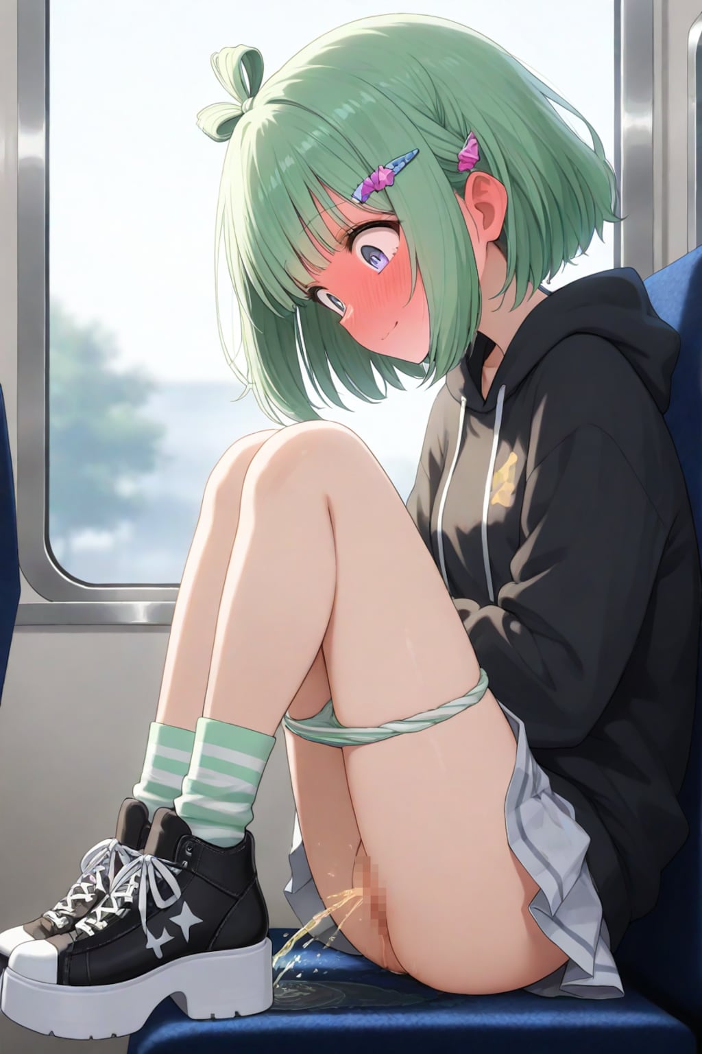 バス座席に放尿