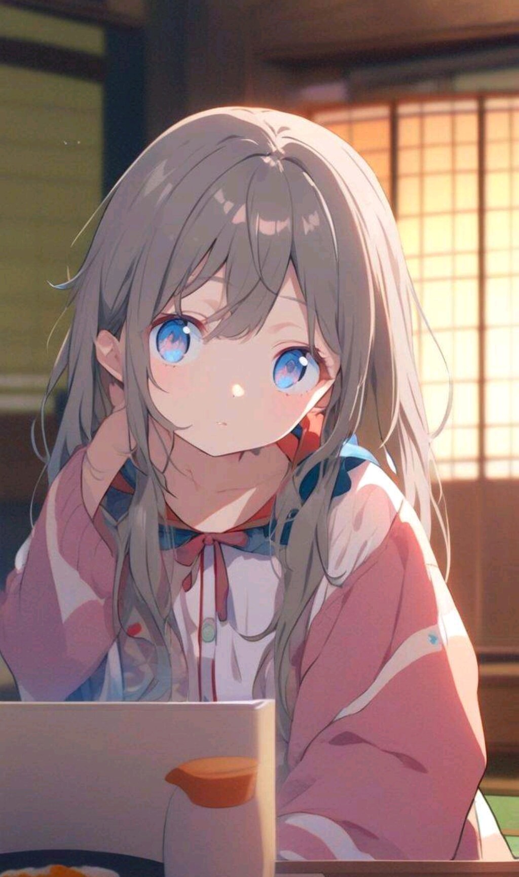 起きたばかりでまだ眠い小さな女の子