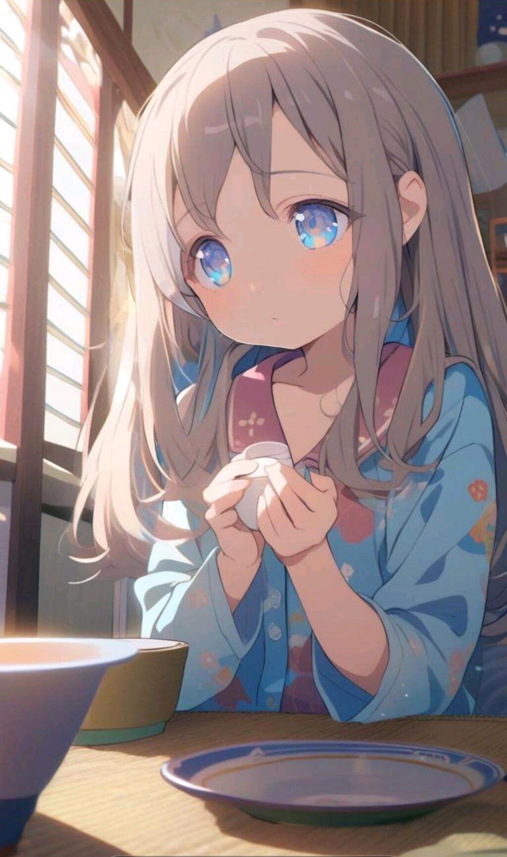 起きたばかりでまだ眠い小さな女の子