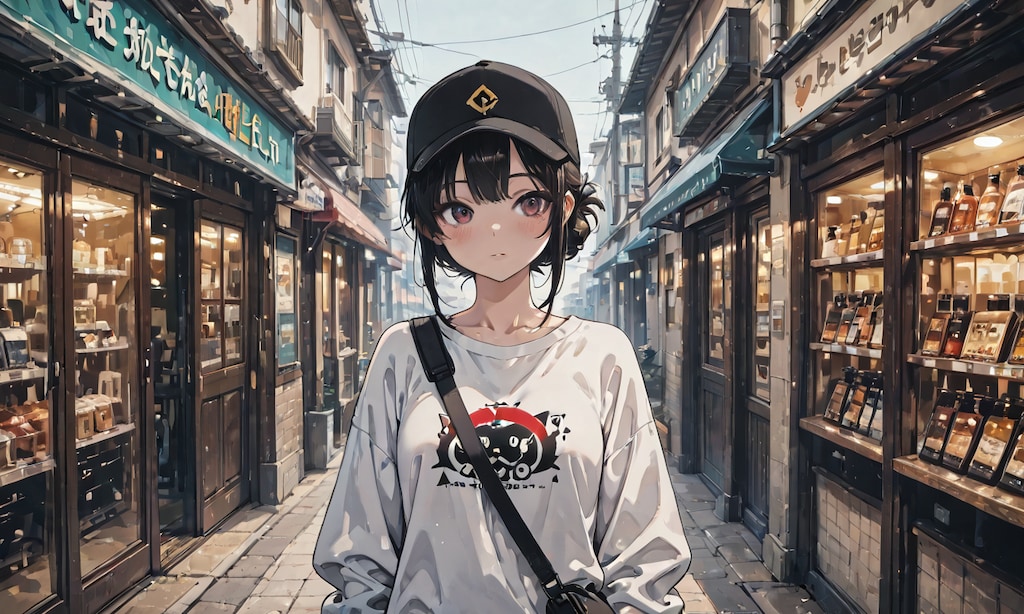 野球帽の道行く子