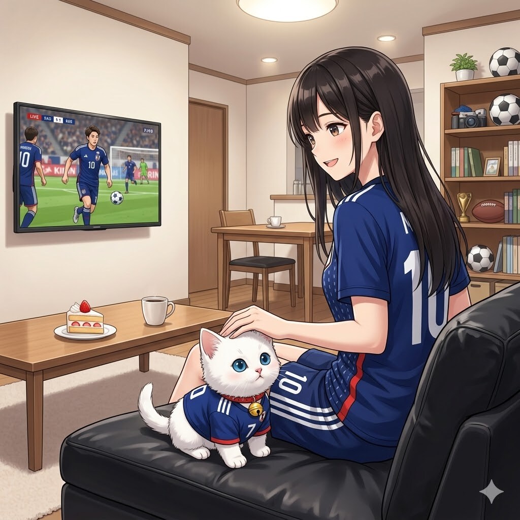 自宅でサッカー観戦