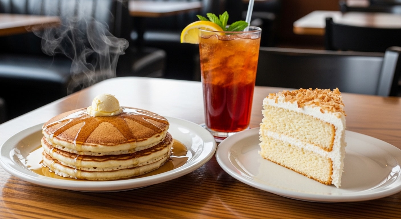 デザートのホットケーキとココナッツケーキのセット | の人気AIイラスト・グラビア