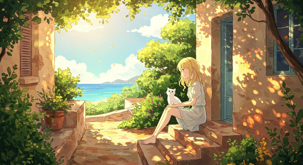 ヨーロッパの町並みと、ニャンコと私-ImageFX編 (ニャンコと私③)