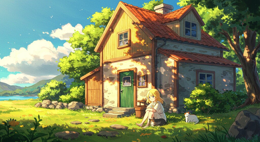 ヨーロッパの町並みと、ニャンコと私-ImageFX編 (ニャンコと私③)