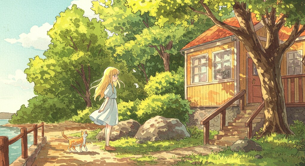 ヨーロッパの町並みと、ニャンコと私-ImageFX編 (ニャンコと私③)