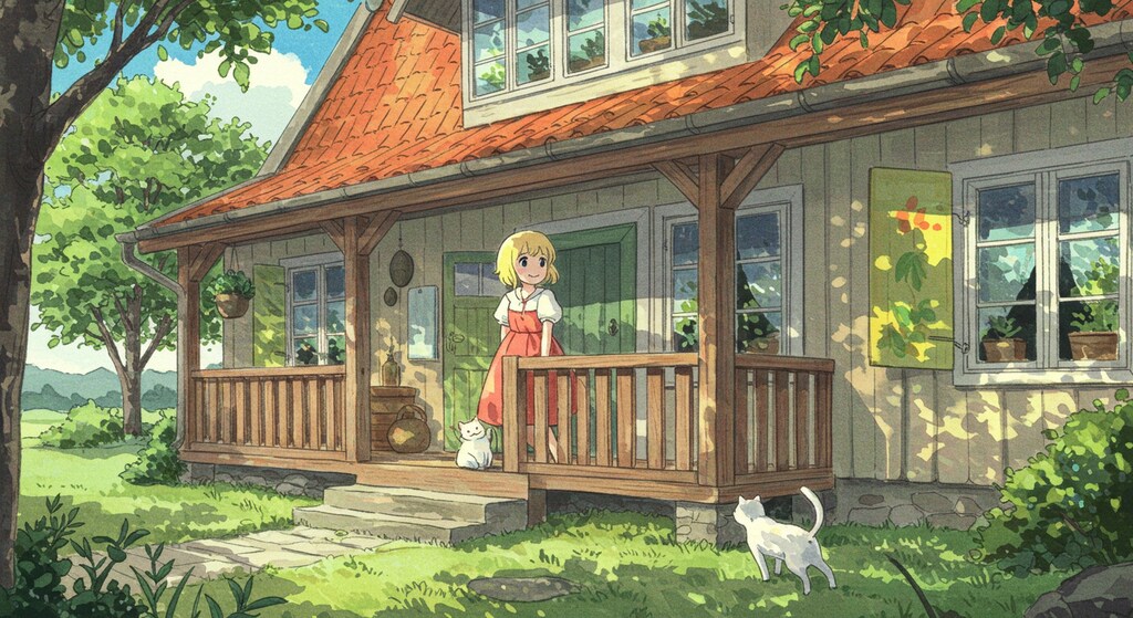 ヨーロッパの町並みと、ニャンコと私-ImageFX編 (ニャンコと私③)