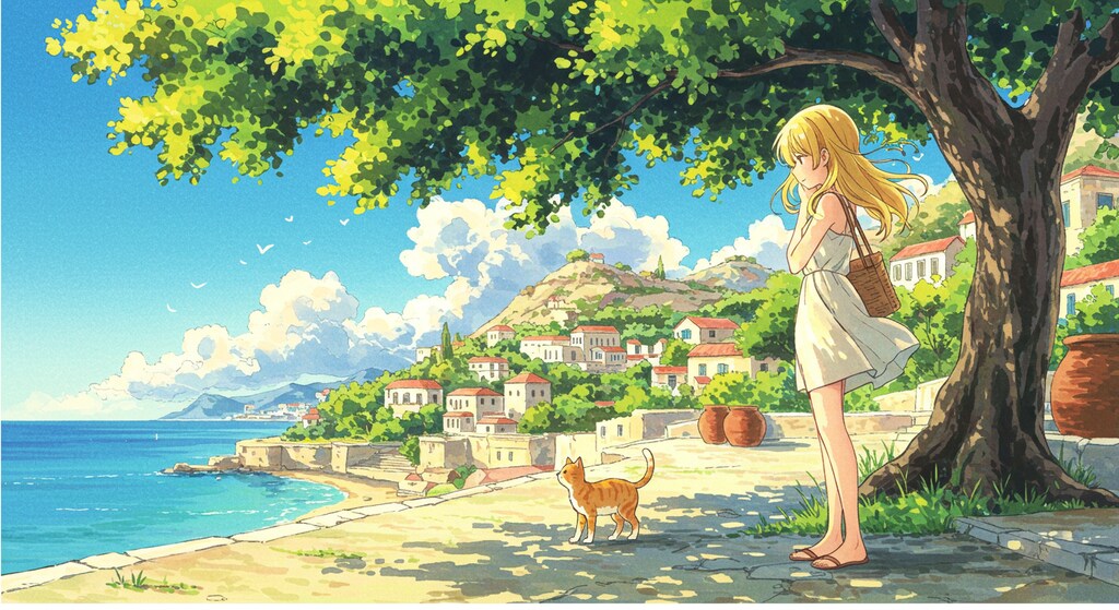 ヨーロッパの町並みと、ニャンコと私-ImageFX編 (ニャンコと私③)