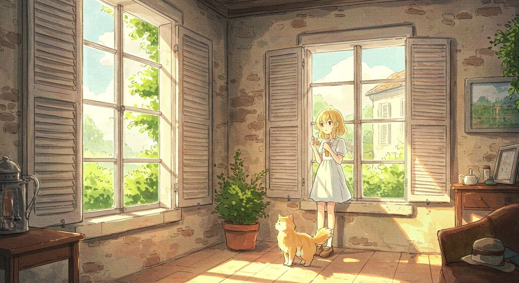 ヨーロッパの町並みと、ニャンコと私-ImageFX編 (ニャンコと私③)