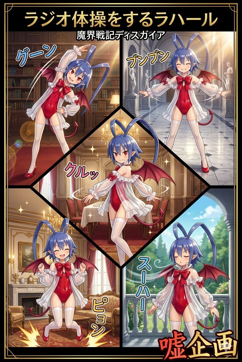 ラジオ体操をするラハール
