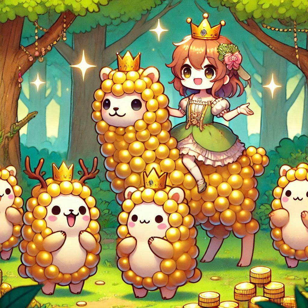 よろこぶキンタマの森のお姫様と動物達 | の人気AIイラスト・グラビア