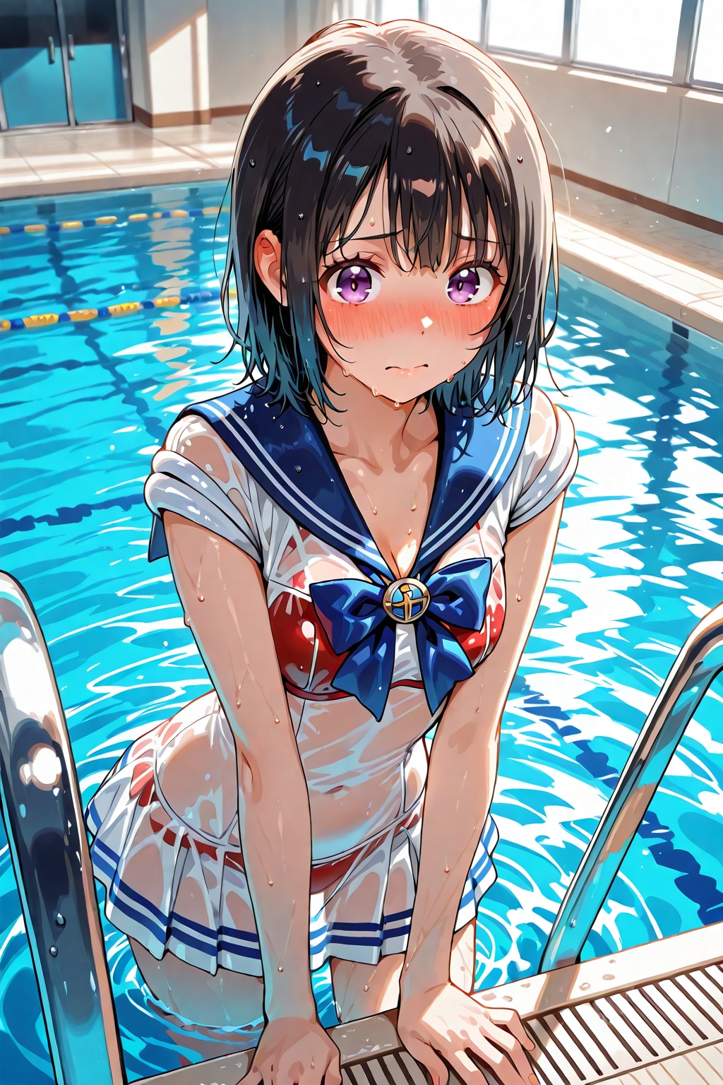 プールに落ちちゃった