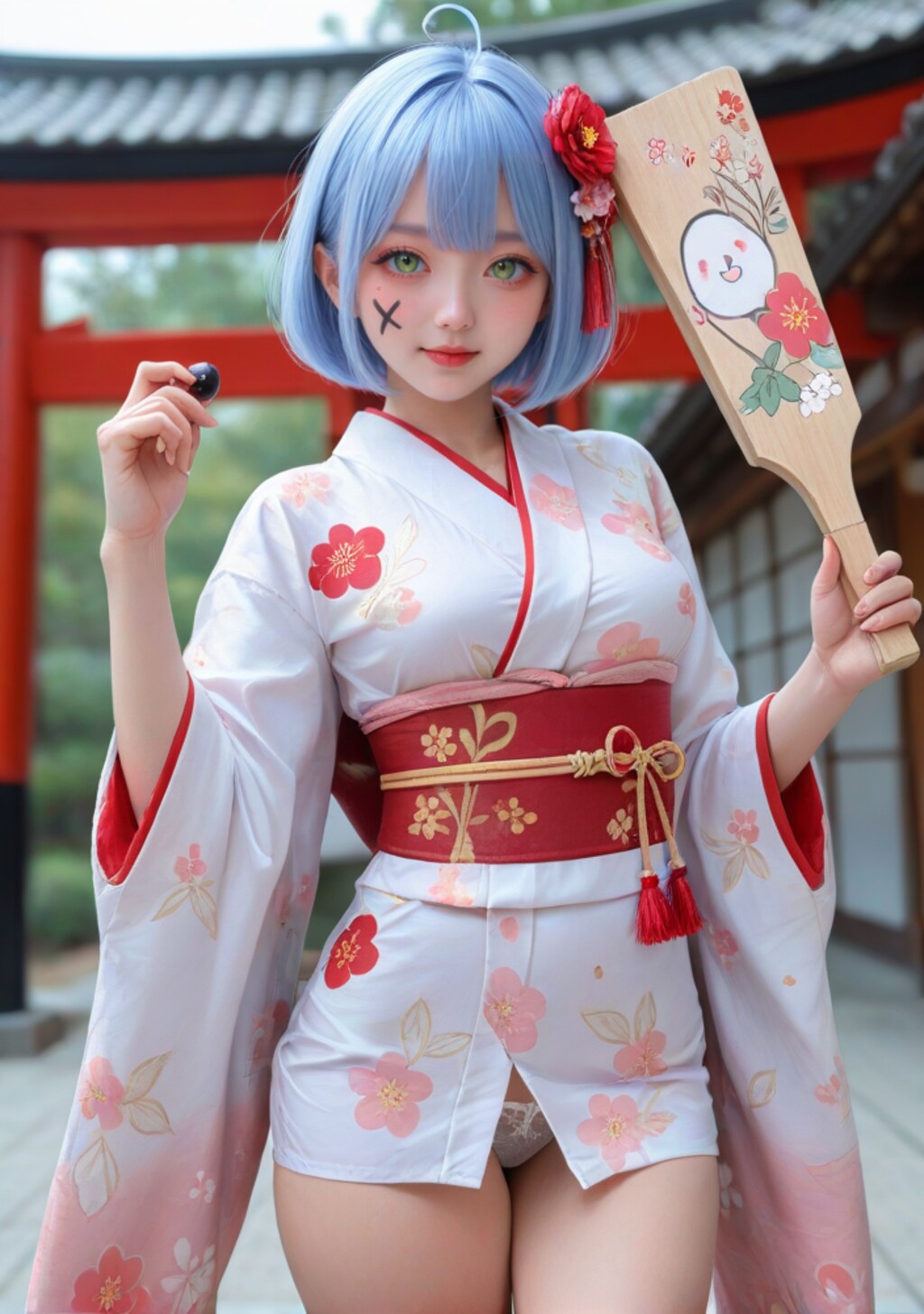 羽子板で勝負よ