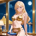 金色下着の金髪女性とペニバン 3枚目
