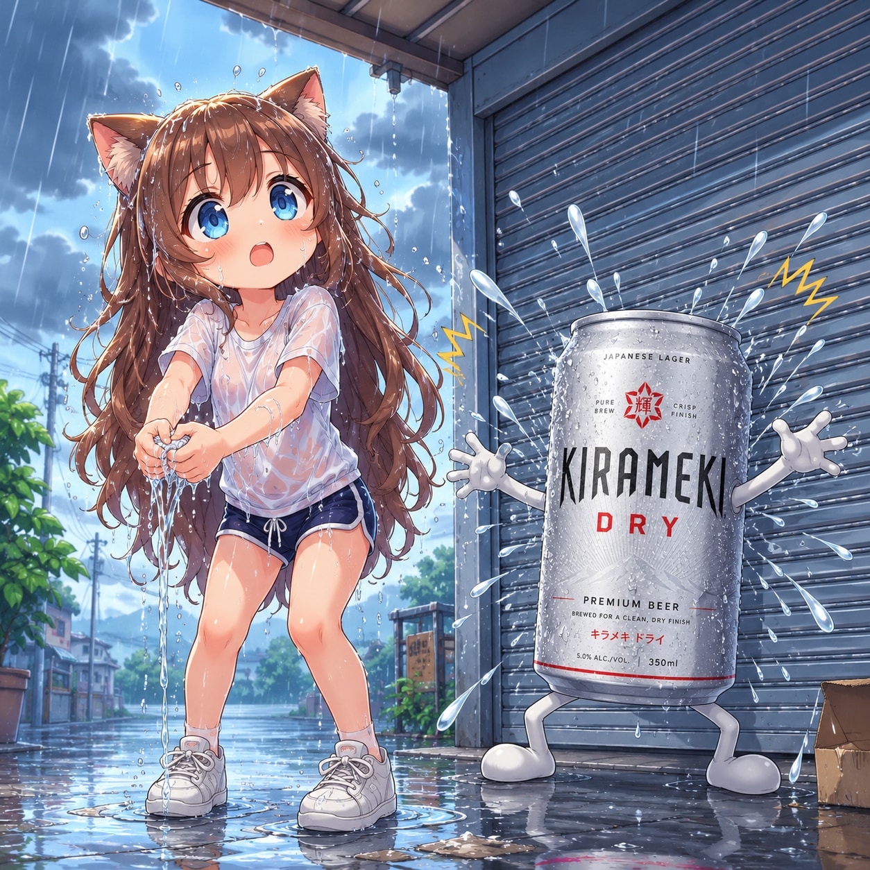 にわか雨に降られた小さな女の子 | の人気AIイラスト・グラビア