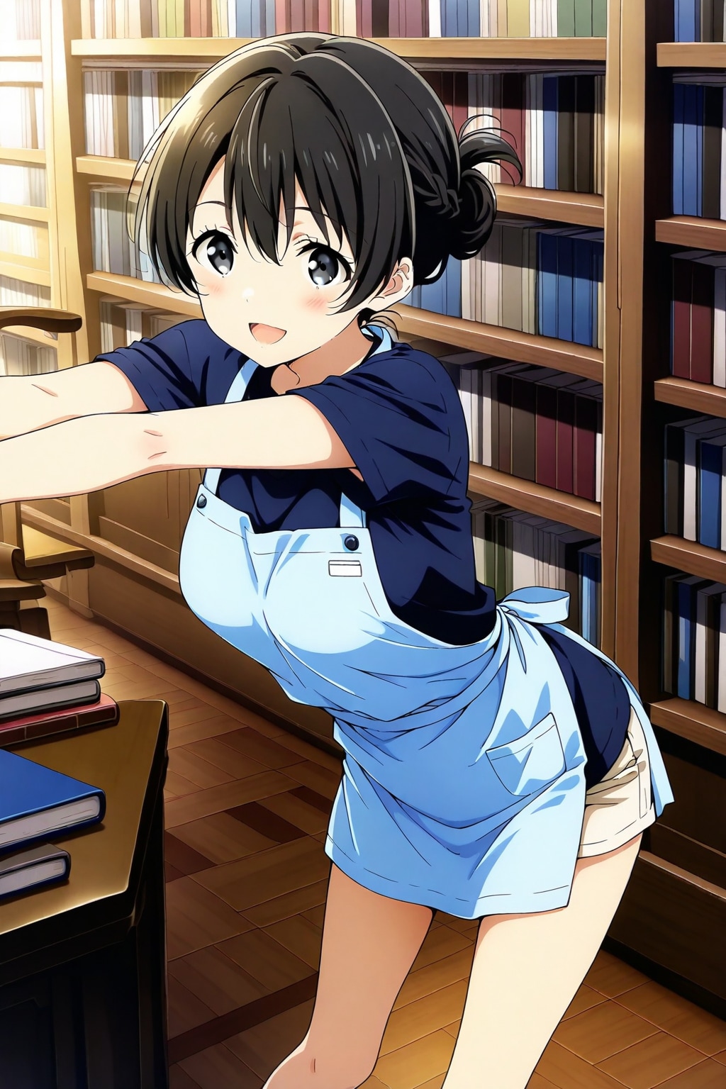 仕事中ですからもう行ってくださぁい、と言いながらちょっとご機嫌な司書さん | の人気AIイラスト・グラビア