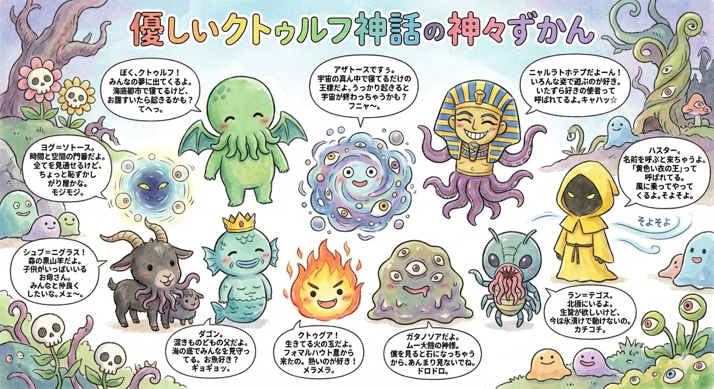 キッズが見ても挿絵が恐くない♪クトゥルフ神話の神々ずかん♪ | の人気AIイラスト・グラビア
