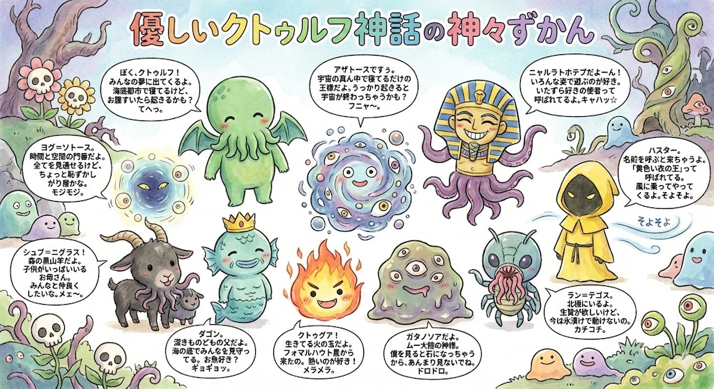 キッズが見ても挿絵が恐くない♪クトゥルフ神話の神々ずかん♪