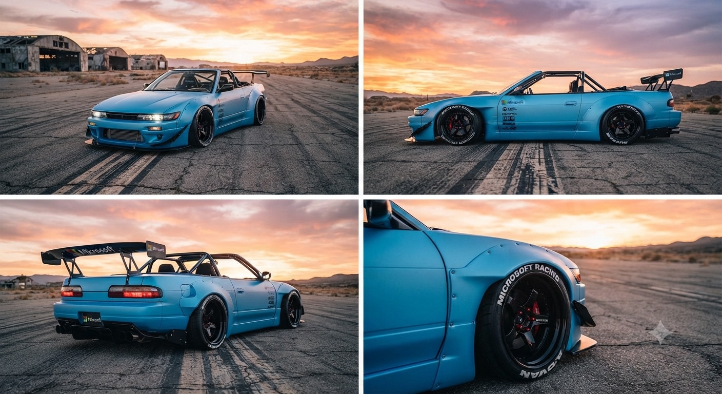 S13シルビアオープンカーのドリ車