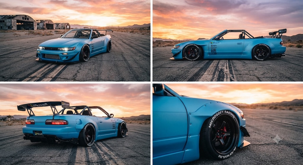 S13シルビアオープンカーのドリ車