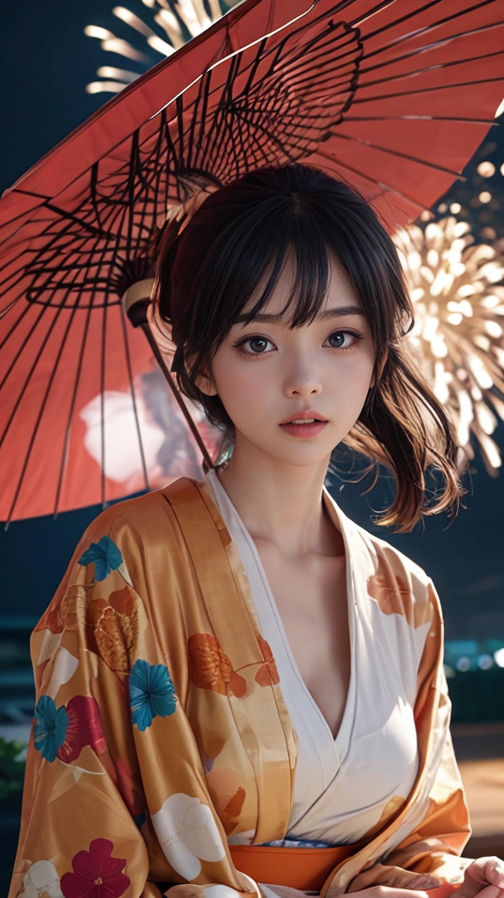 花火×着物