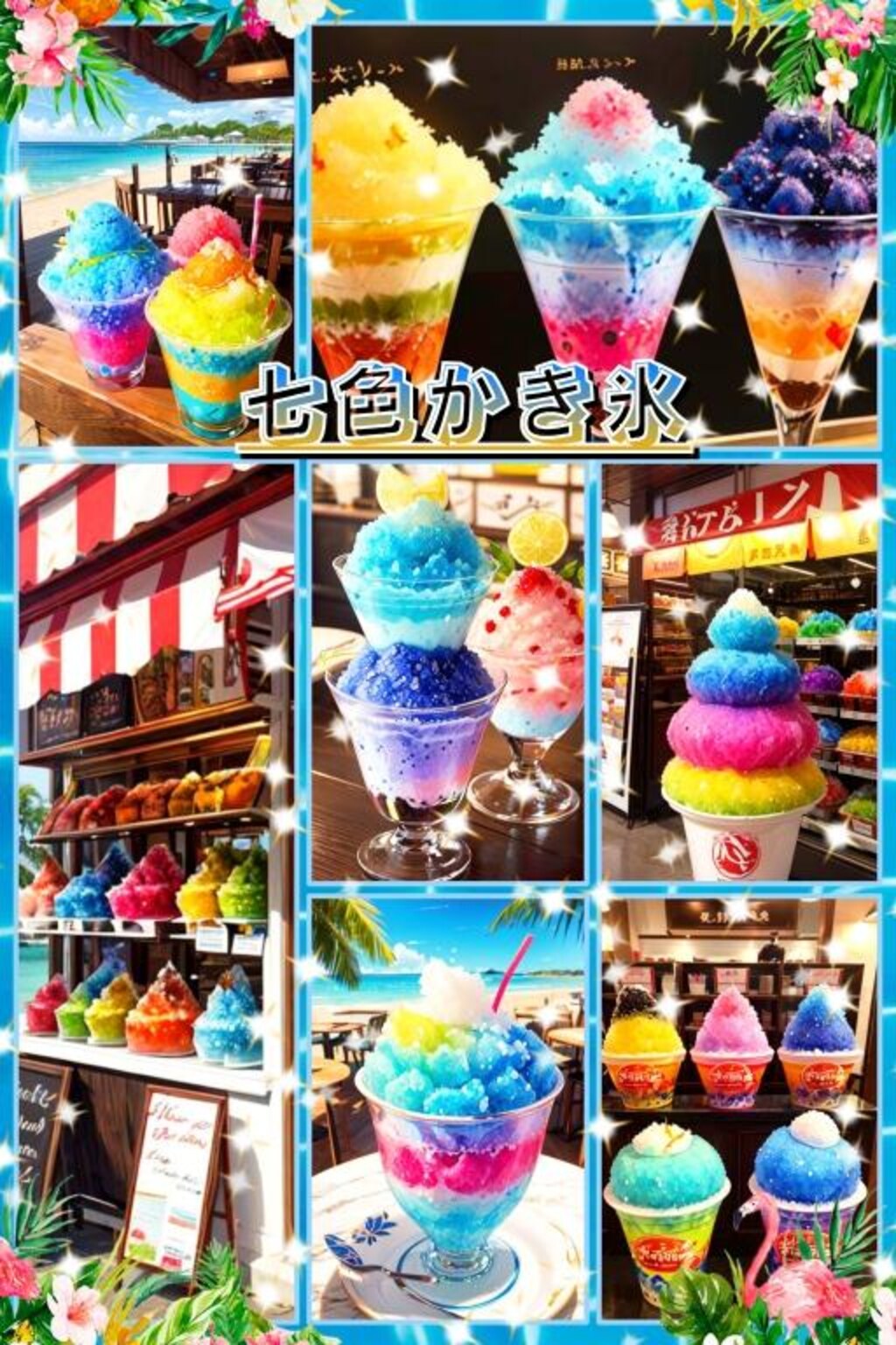 七色かき氷　コラージュ