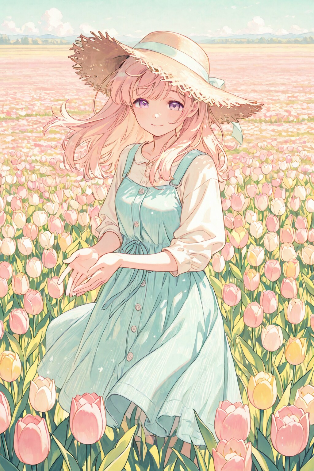 チューリップ畑に囲まれて🌷❤️