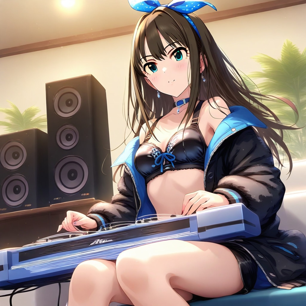 ターンテーブル（レコードプレーヤー）を楽しむしぶりん（渋谷凛）