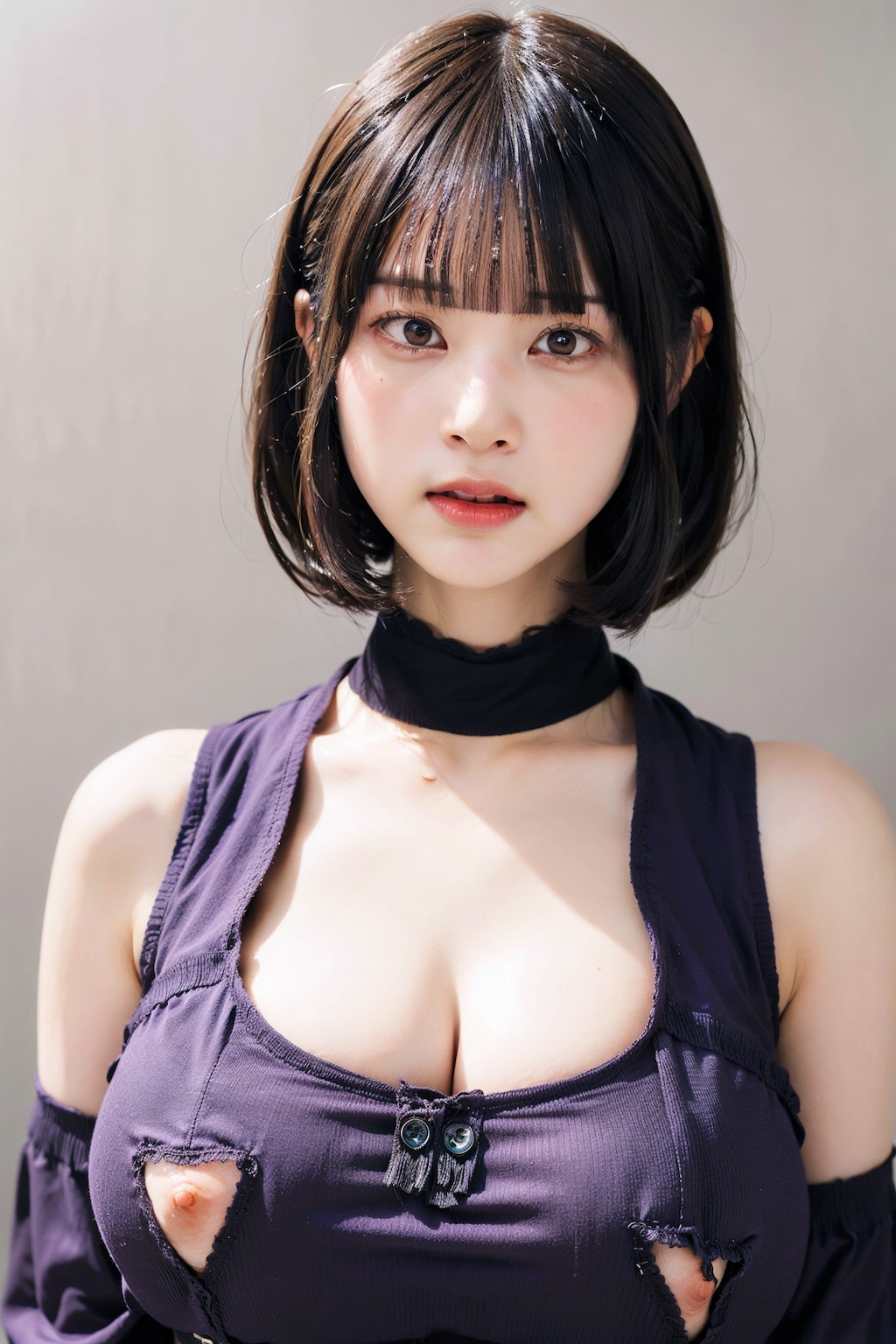 ドレスなのかよくわからんがポロリ