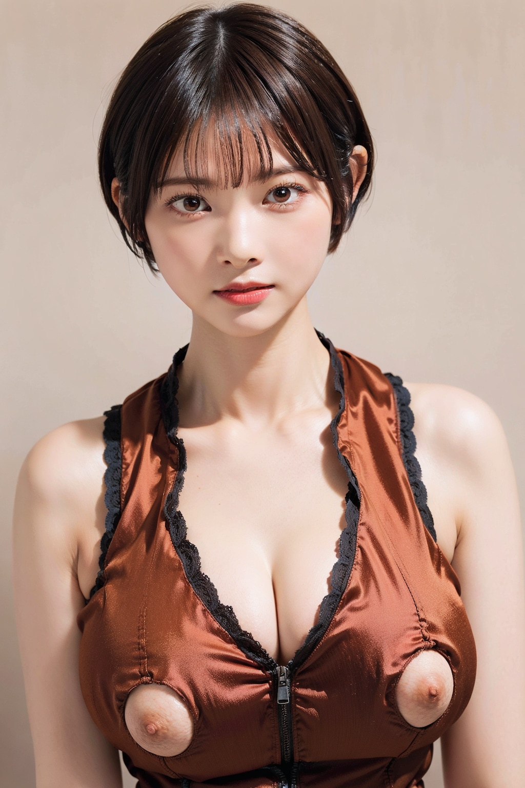 ドレスなのかよくわからんがポロリ