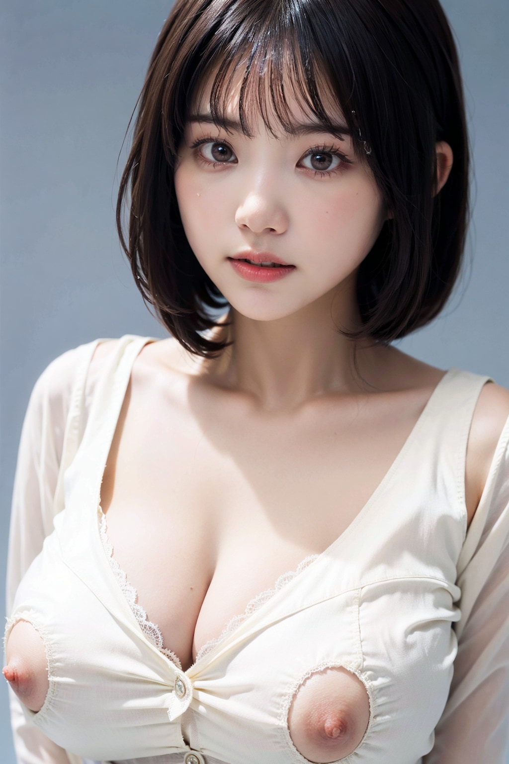 ドレスなのかよくわからんがポロリ
