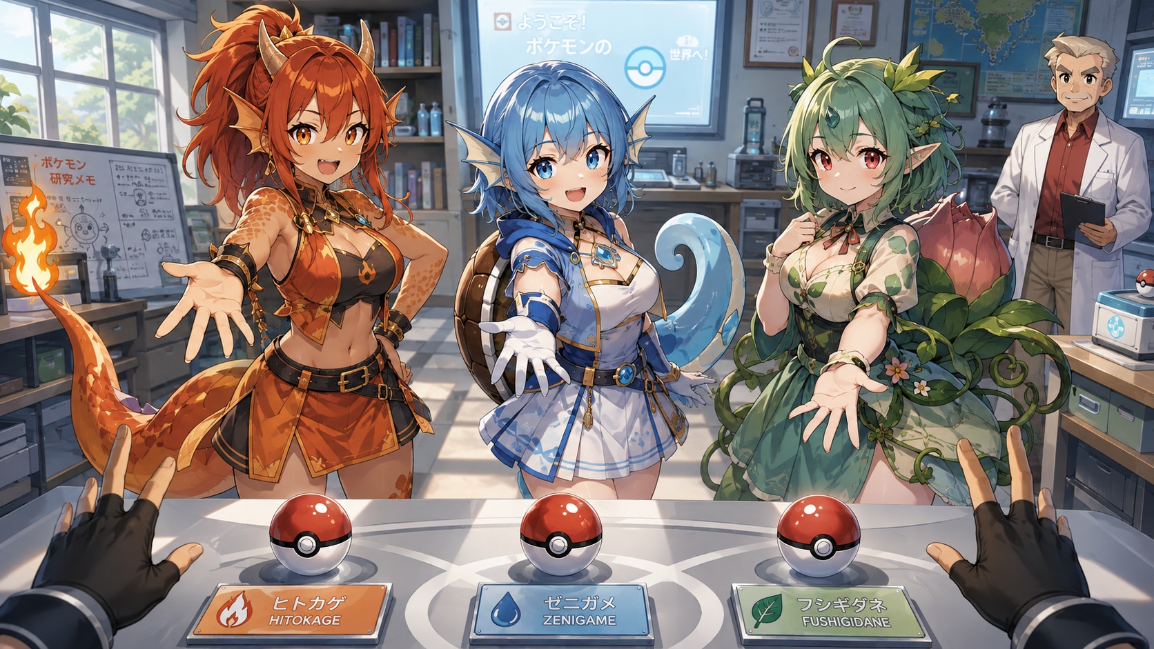 そこに3びきポケモンがいるじゃろう!