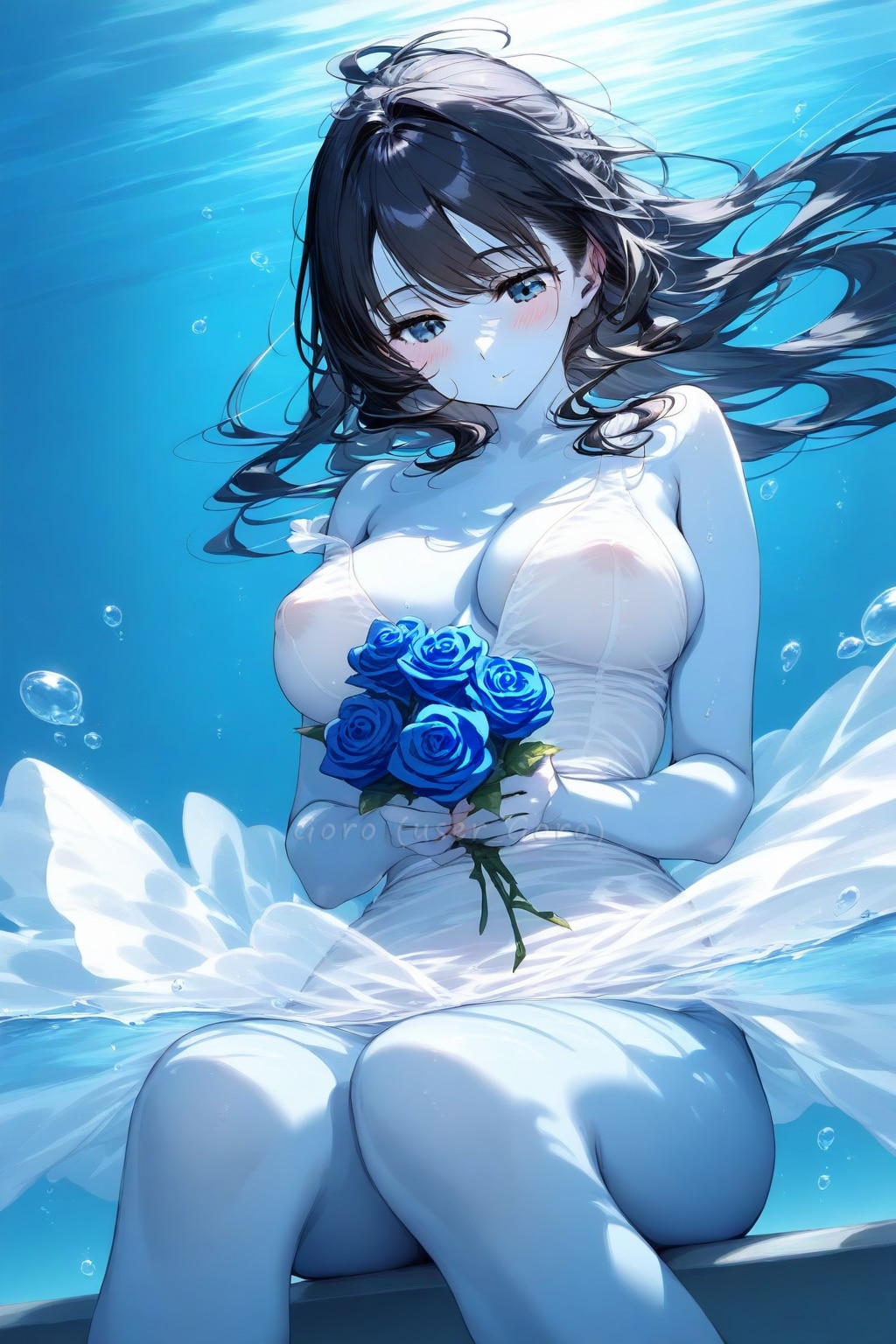 水中花 青い薔薇