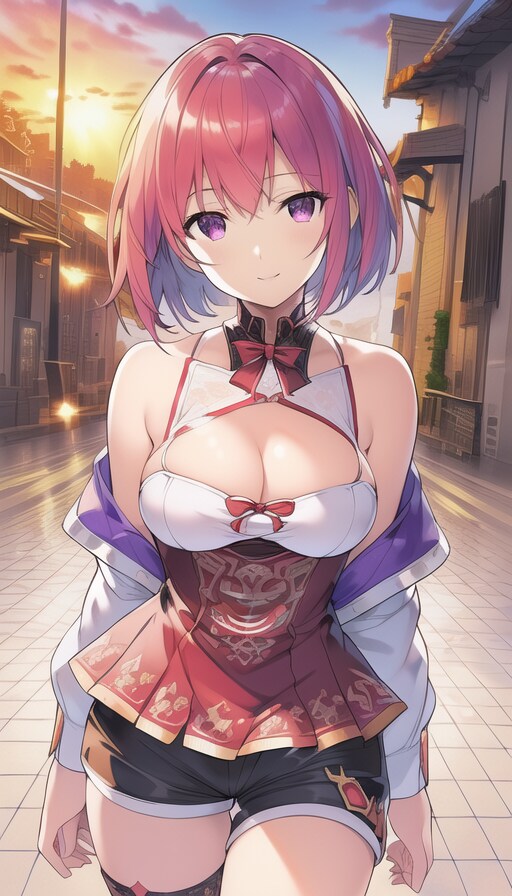 赤髪ショート美女