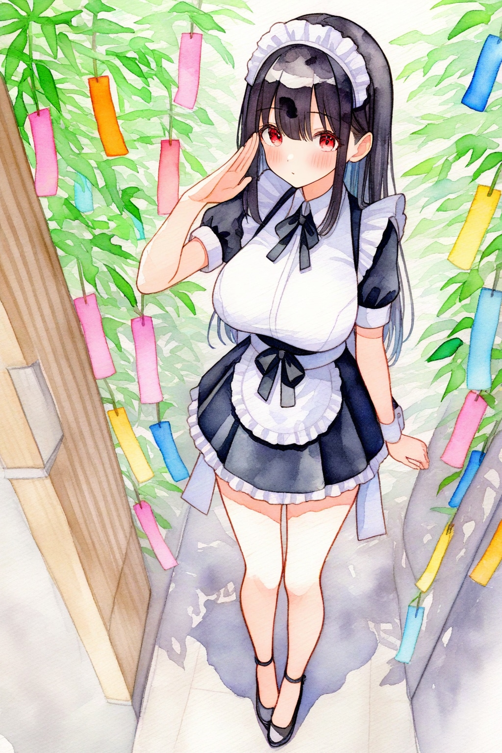 七夕の黒髪メイド