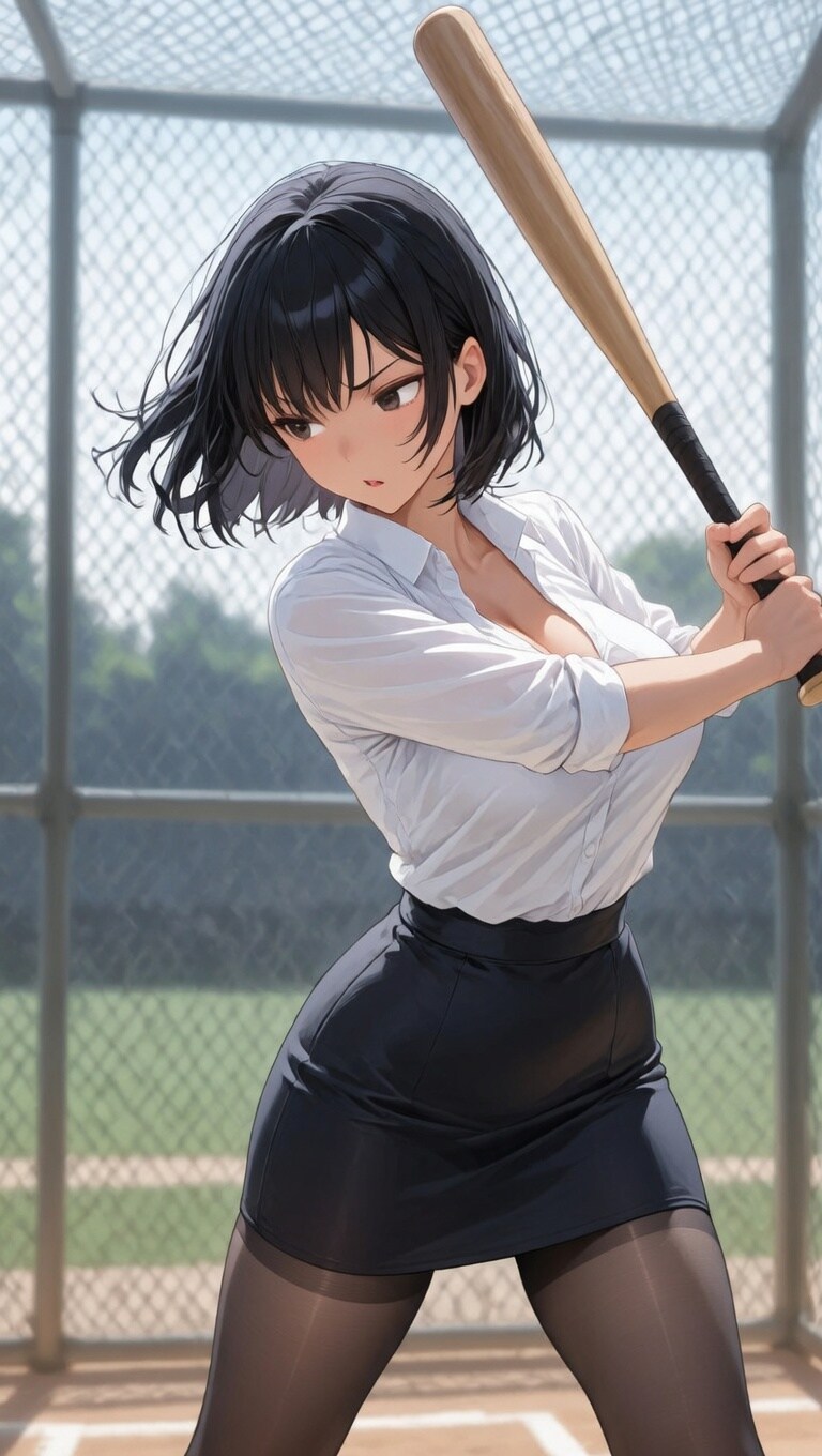 バッティングセンターのおねいさん
