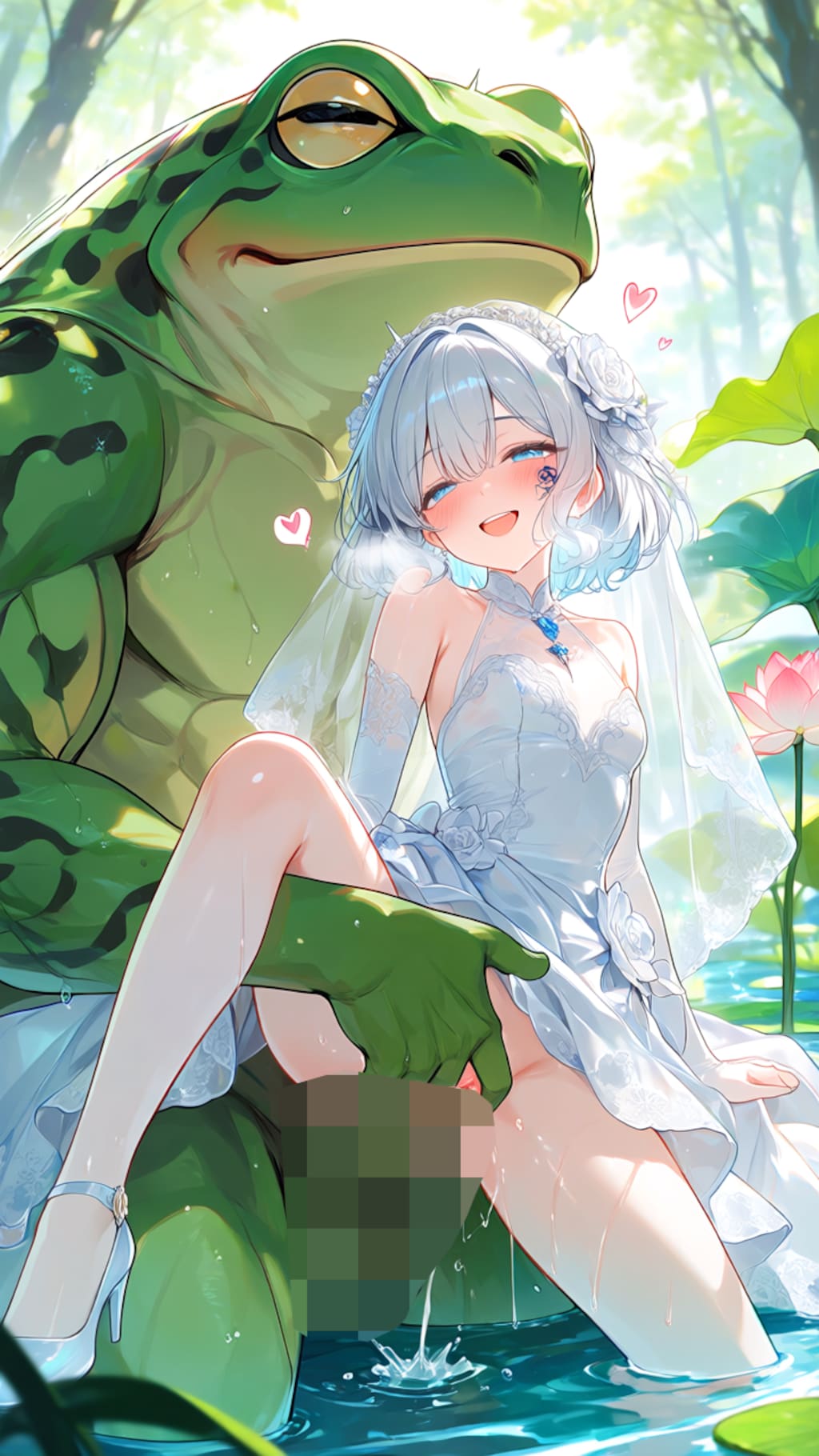 カエルさんとめちゃめちゃ仲良くする妖精さん