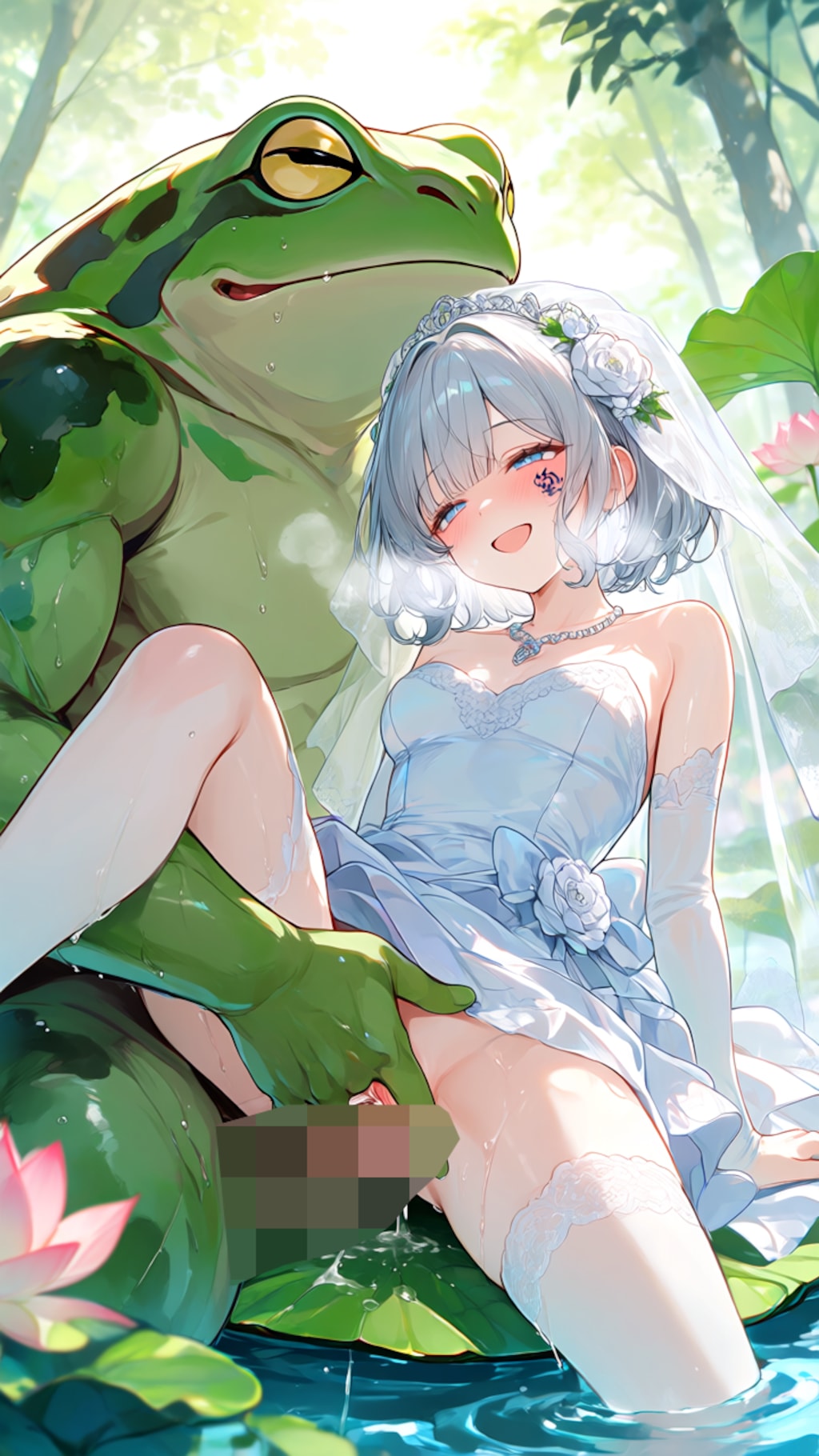 カエルさんとめちゃめちゃ仲良くする妖精さん