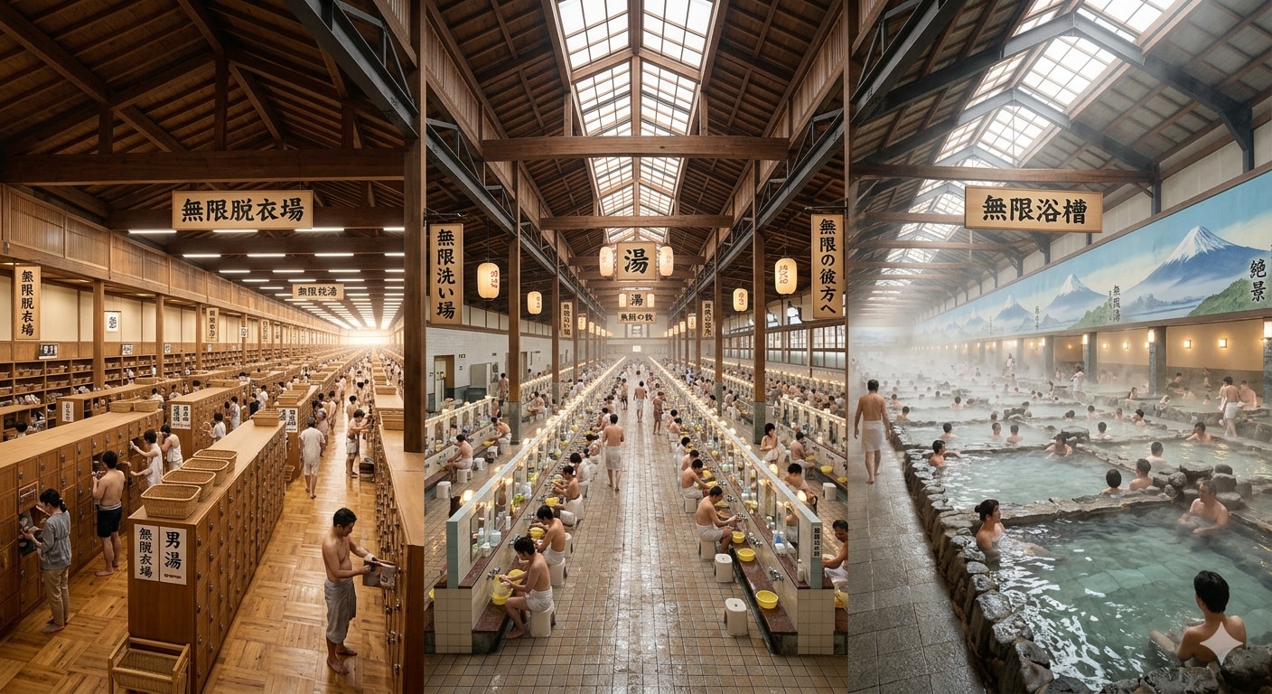 1000投目は銭湯で